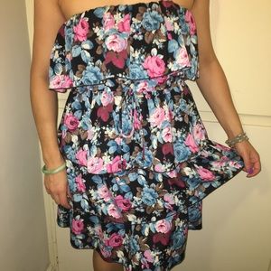 Strapless floral dress